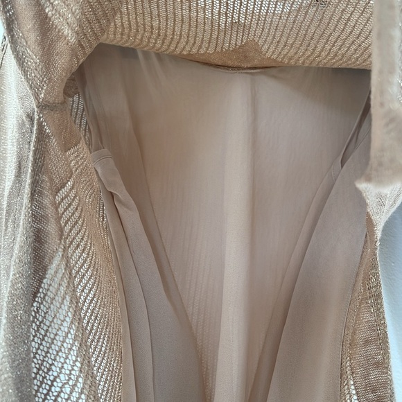 Lucky Brand Metallic Silvery Beige V-Neck Sweater Size S/P - Picture 8 of 9